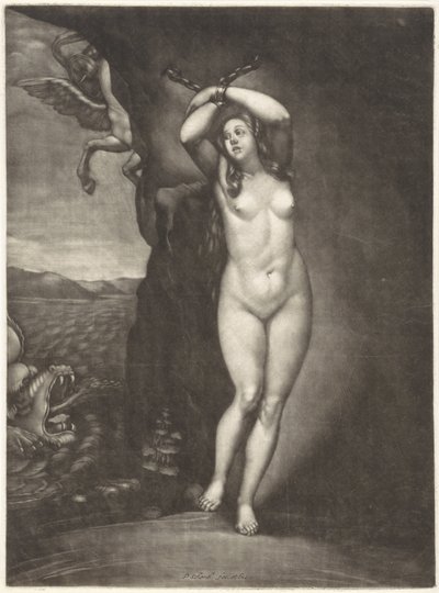 Andromeda kahlittuina kallioon tekijältä Pieter Schenk (I)