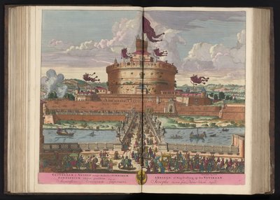 Engelenburcht aan de rivier de Tiber te Rome Pyhän Angelin (nimittäin Michaelisin) korkein linna (...) (otsikko esineessä) tekijältä Pieter Schenk (I)