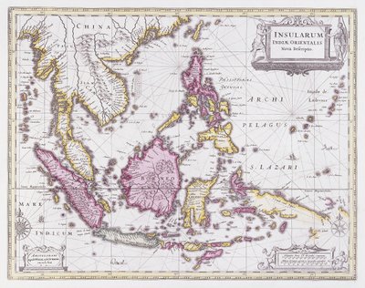 Kiinan ja Indonesian kartta, n. 1710 tekijältä Pieter Schenk
