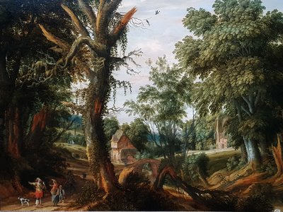Metsäinen maisema ja hahmoja tekijältä Pieter Stalpaert