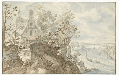 Joki ja kappeli vasemmalla tekijältä Pieter Stevens (I)