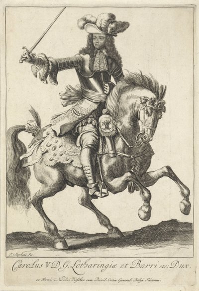 Lorraine-herttua Charles V Leopoldin ratsastusmuotokuva tekijältä Pieter Stevens (vermeld in 1689)
