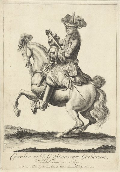 Retrat eqüestre del rei Carles XI de Suècia finlandès tekijältä Pieter Stevens (vermeld in 1689)