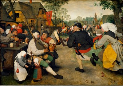 Talonpoikatanssi Mies soittaa säkkipilliä alkoholistin rinnalla. Heidän takanaan lipun kanssa on bordelli, kun kyläläiset tanssivat ja pitävät hauskaa. Pieter Bruegelin maalaus nimeltä vanhin (tai Pierre Breugel tai Peter Brueghel tai Breughel tekijältä Pieter Bruegel the Elder