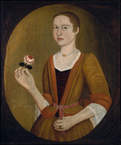 Nuori nainen ruusun kanssa, 1732. tekijältä Pieter Vanderlyn