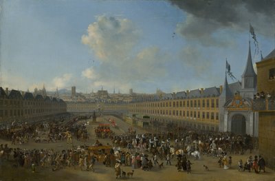 Turnaus Place des Vosges -aukiolla Pariisissa, noin 1665. tekijältä Pieter Wouwerman