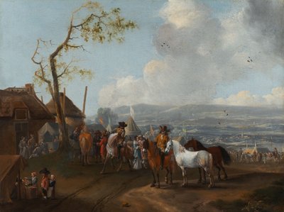 Leirikohtaus (öljy kankaalle) tekijältä Pieter Wouwermans or Wouwerman