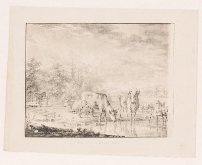 Lehmiä veden äärellä tekijältä Pieter de Goeje (attributed to)