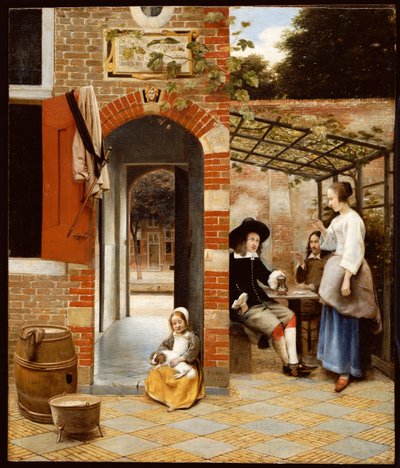 Delftin talon piha, 1658 tekijältä Pieter de Hooch