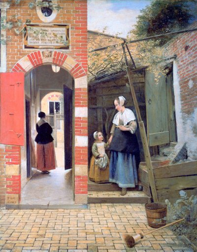 Delftin talon piha, 1658 tekijältä Pieter de Hooch