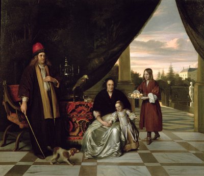 Perhemuotokuva terassilla, 1667 tekijältä Pieter de Hooch