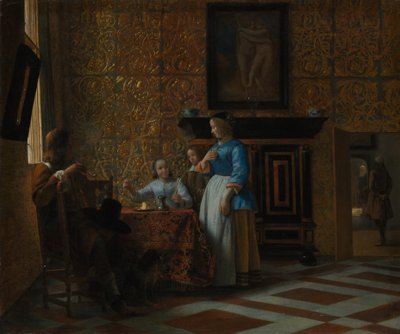 Vapaa-aika tyylikkäässä ympäristössä, n. 1663-65. tekijältä Pieter de Hooch