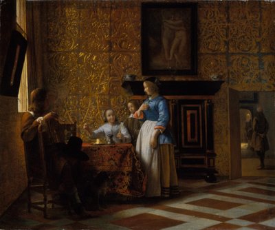 Vapaa-aikaa tyylikkäässä ympäristössä, n. 1663-65 (öljy kankaalle) tekijältä Pieter de Hooch