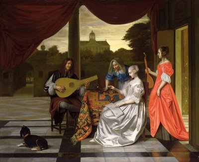 Musiikkikohtaus Amsterdamissa tekijältä Pieter de Hooch
