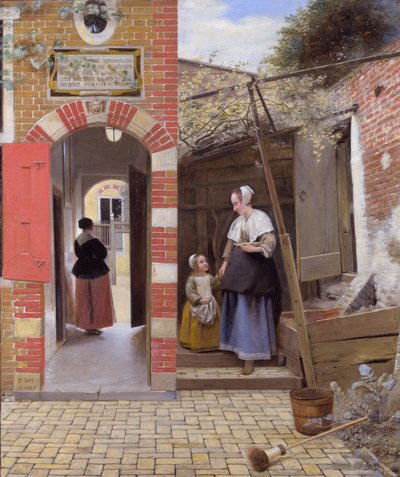 Talon piha Delftissä tekijältä Pieter de Hooch