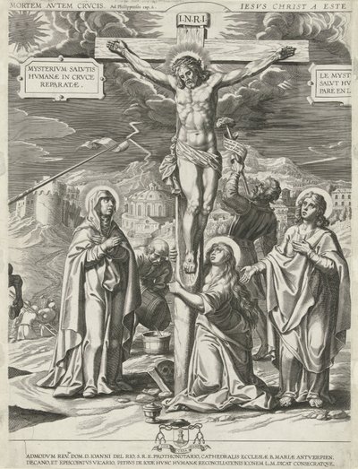 Kristuksen ristiinnaulitseminen, keskiosa tekijältä Pieter de Jode (I)