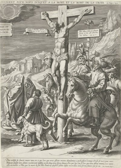 Kristuksen ristiinnaulitseminen, oikea osa tekijältä Pieter de Jode (I)