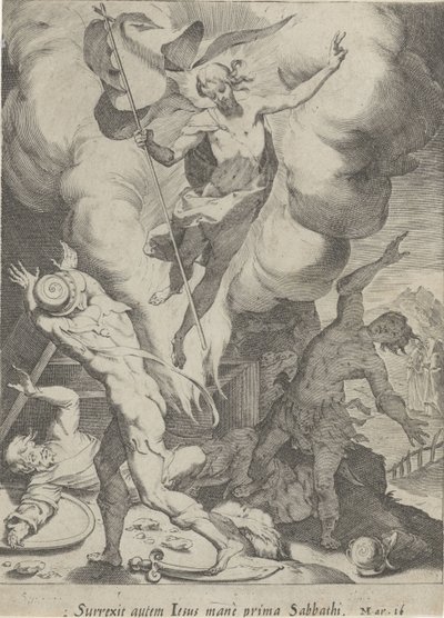 Seisomassa van Christus Passie van Christus (sarjan nimi) Passion and Resurrection (sarjan nimi) tekijältä Pieter de Jode (I)