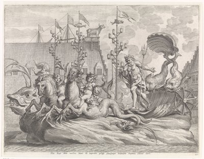 Näytelmä Neptunuksen vaunujen kanssa Cardinal-Infantin iloinen tulo Gentiin, 1635 (sarjan nimi) tekijältä Pieter de Jode (II)
