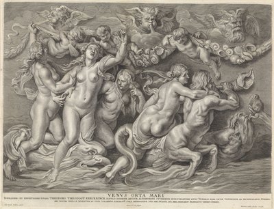 Venus merellä Venvs Orta Mari (otsikko esineessä) tekijältä Pieter de Jode (II)