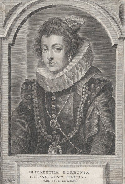 Espanjan kuningattaren Elisabeth of Bourbon muotokuva, n. 1632-44. tekijältä Pieter de Jode II