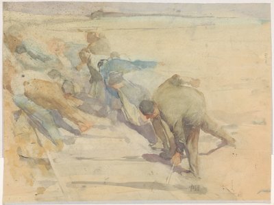 Työntekijät rikkovat kiskoja tekijältä Pieter de Josselin