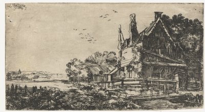Talo, jossa on kolme savupiippua tekijältä Pieter de With (attributed to)