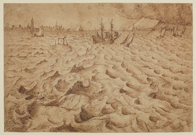 Myrsky Schelde-joella ja näkymät Antwerpeniin, 1562 - 1563 tekijältä Pieter Bruegel the Elder