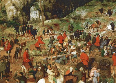 Jeesus kantaa ristiä (maalaus tammipuulle) tekijältä Pieter the Elder Bruegel