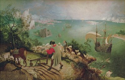 Maisema Ikaruksen putouksella, n. 1558 (öljy kankaalle) tekijältä Pieter Bruegel the Elder