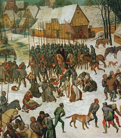Viattomien joukkomurha (maalaus tammipuulle) tekijältä Pieter the Elder Bruegel