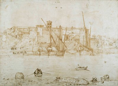 Näkymä Ripa Grandelle, Rooma, n. 1552 (kynä ja muste paperille) tekijältä Pieter Bruegel the Elder