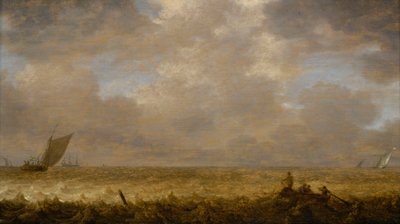 Matalaa merta ja kalastusveneitä, noin 1640 (öljy paneelille). tekijältä Pieter the Elder Mulier