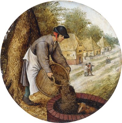 Sananlasku - täyttää kaivo, kun vasikka on hukkunut, tekijältä Pieter Brueghel the Younger