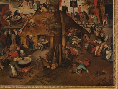 Kyläfestivaali, jossa on teatteriesitys ja kulkue Pyhän Hubertin ja Pyhän Anthonyn kunniaksi tekijältä Pieter Brueghel the Younger