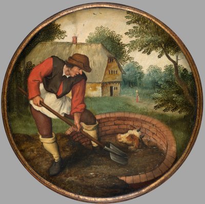 On liian myöhäistä täyttää kaivo sen jälkeen, kun vasikka on hukkunut, n. 1594 (öljy paneelissa) tekijältä Pieter the Younger Brueghel