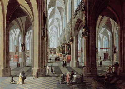 Antwerpenin katedraalin sisätilat (öljy kankaalle) tekijältä Pieter the Younger Neeffs