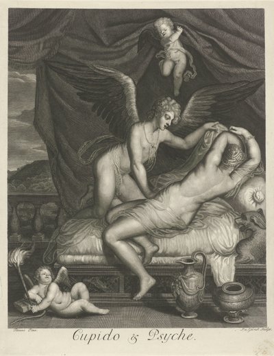 Cupid and Psyche (otsikko esineessä) Mytologiset rakkaustarinat (sarjan nimi) tekijältä Pieter van Gunst