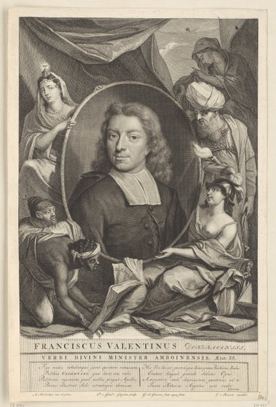 François Valentijnin muotokuva Franciscus Valentinus (otsikko esineessä) tekijältä Pieter van Gunst