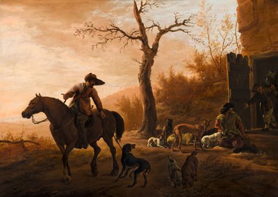 Maisema metsästäjien kanssa tekijältä Pieter van Laer