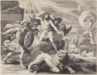Mainosprintti, jossa allegorinen esitys Ludvig XIV:stä Jupiterina, 1659 tekijältä Pieter van Schuppen
