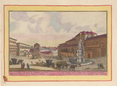 Suihkulähde Saint Dominic -aukiolla Madridissa Suihkulähde S. Dominicuksen paikalla; Madridissa (otsikko esineessä) Theatrum Hispaniae (...) (sarjan nimi) tekijältä Pieter van den Berge
