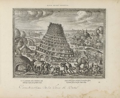 Toren van Babel Elusa mundi potenia (otsikko esineessä) Pyhät tunnukset ja molempien testamenttien tärkeimmät historiat (Oude Testament) (sarjan nimi) Kirjojen kuvia ja hahmoja (sarjan nimi) tekijältä Pieter van der Borcht (I)