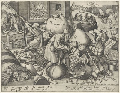 Jokamies Allegoria itsekkyydestä Elck (otsikko esineessä) tekijältä Pieter van der Heyden