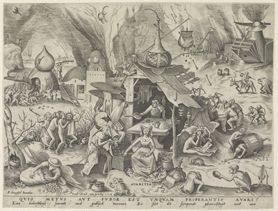 ahneus Avaritia (otsikko esineessä) Seitsemän kuolemansyntiä (sarjan nimi) tekijältä Pieter van der Heyden