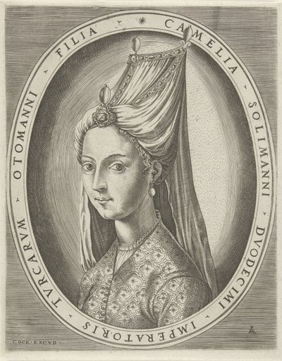 Suleyman I Suuren tyttären Amalian muotokuva Hallittajien muotokuvia (sarjan nimi) tekijältä Pieter van der Heyden