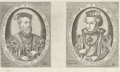 Gelren herttua William II:n ja Gelren herttuatar Itävallan Marian muotokuvia Hallittajien muotokuvia (sarjan nimi) tekijältä Pieter van der Heyden