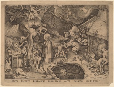 Pyhä Jaakob ja taikuri Hermogenes tekijältä Pieter van der Heyden after Pieter Bruegel the Elder