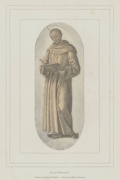 Pyhä Franciscus Assisilainen (litho) tekijältä Pietro (after) Perugino