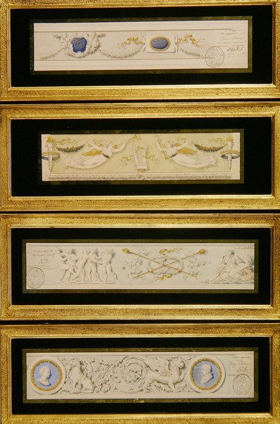 Neljä mallia friiseille, n. 1823 (akvarelli, muste ja pesu paperille) tekijältä Pietro (attr. to) Ghinelli